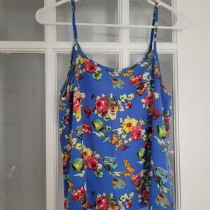 Mine Blue Red Fitted Sleeveless Camisole
